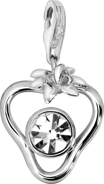 Quiges – 925 - Zilver – Charm - Bedel - Hanger - Zirkonia Aardbei - met – sterling - zilver - karabijnslot - geschikt - voor -Bedelarmband HC189