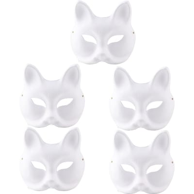 5 Stuks Wit Masker Volwassene Blanco DIY Tekenmasker Halloween Kostuumfeest Accessoire(Kattengelaat)