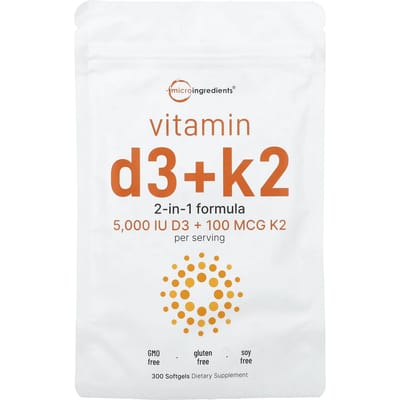 Micro Ingredients, Vitamine D3 + K2, 300 softgels