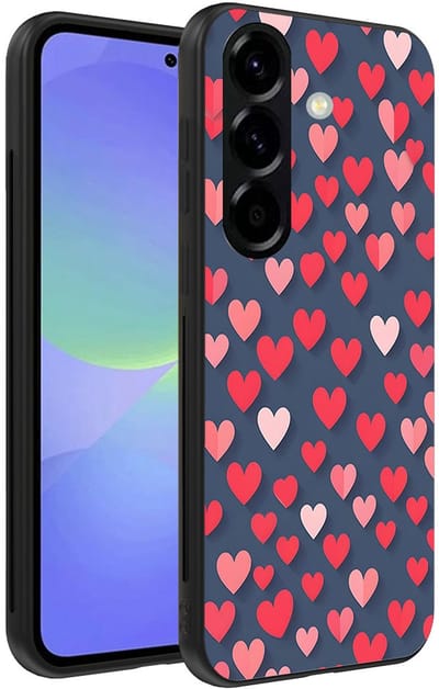 Smartphonica Telefoonhoesje Geschikt voor Samsung Galaxy A36 met Roze en Rode Hartjes Opdruk - TPU Backcover Case With Rosé and Red Heart Design geschikt voor Samsung Galaxy A36