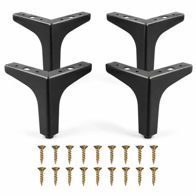 JustValue Meubelpoten - Driehoekig Profiel - Zwart Metaal - 10 cm - Verstelbare Voetjes - Set 4 Stuks