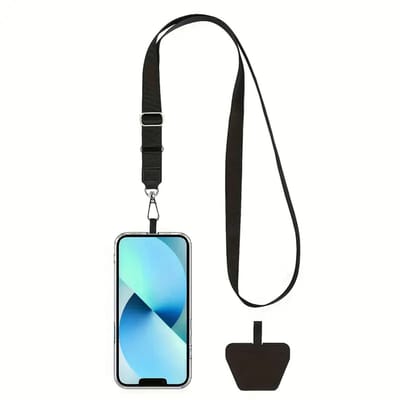 Daity 1 stuk verstelbare mobiele telefoon lanyard hoge kwaliteit nylon crossbody lanyard - nek past op alle smartphones (zwart)