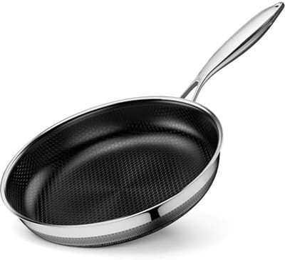 Hybride roestvrijstalen professionele pan 20 cm - inductie braadpan met honingraatstructuur en anti-aanbaklaag