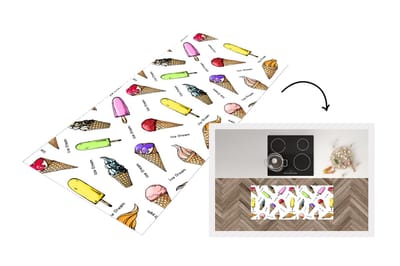Keukenloper - Loper keuken - IJshoorntjes - IJs - Patroon - 120x50 cm - Keukenloper vinyl