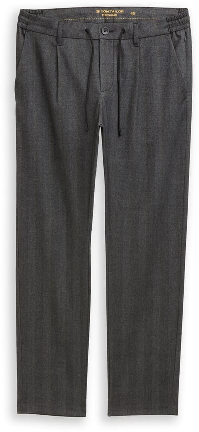 Tom Tailor - TTREGULAR chino broek - Maat 58 - dark grey herringbone stripe