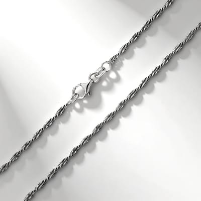 Cavill - Zilveren Ketting - 925 Sterling Zilver - Massief Singapore - 45 cm - Elegante Lichtgewicht Ketting met Karabijnsluiting voor Dames