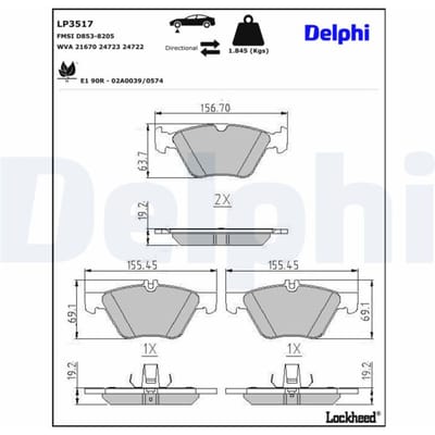 Remblokset DELPHI LP3517, voor
