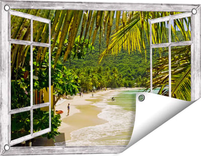 Gards Tuinposter Doorkijk Laguna - 60x40 cm - Tuindoek - Tuindecoratie - Wanddecoratie buiten - Tuinschilderij