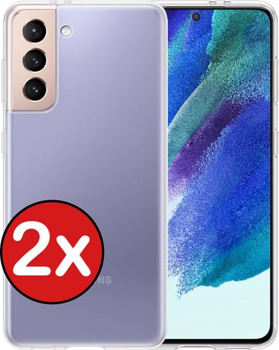 Hoesje - 2 Stuks - Geschikt voor Samsung Galaxy S21 FE - Sterk & Shockproof - Telefoonhoes - Back Cover - Case Siliconen - Telefoon Hoes - Transparant