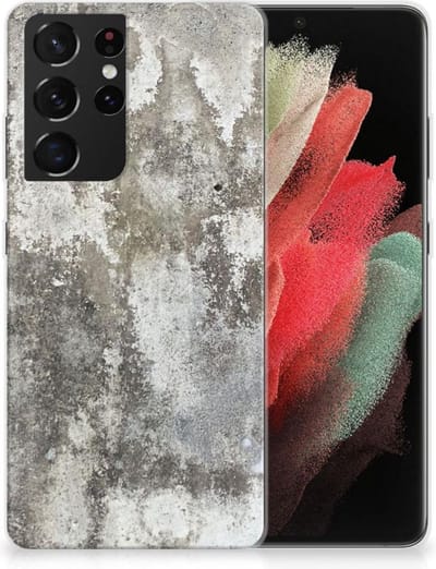 Back Cover voor Samsung Galaxy S21 Ultra TPU Siliconen Hoesje Beton Print