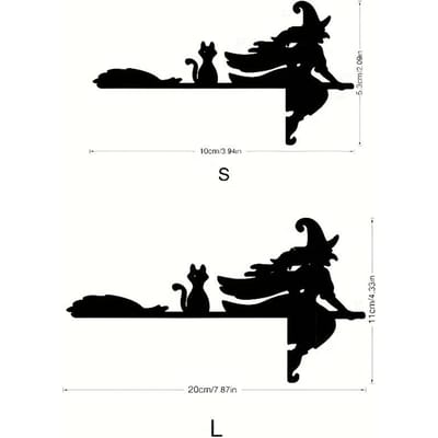1 Ensemble/2 pièces Halloween 3D tridimensionnel sorcière sur balai miroir acrylique autocollant, interrupteur porte décoration sticker mural Pack of 2