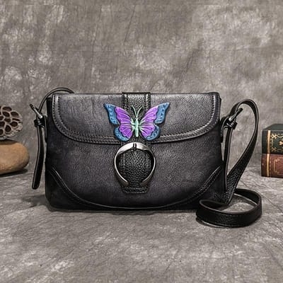 Retro First Layer Koe Lederen Dames Tas Hand Beschilderde Vrijetijds Schoudertassen Hasp Kleine Dames Messenger Bag gray