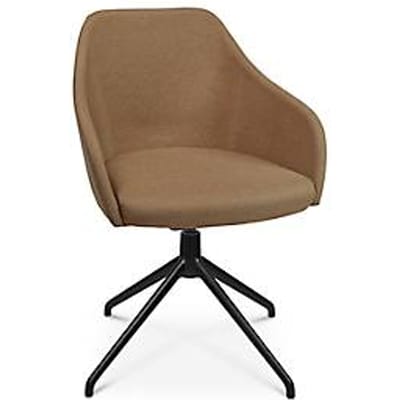 Conferentiestoel Topstar Sitness Life 2.1, draaibaar/zitting in hoogte verstelbaar, armleuningen, B 350-480 x D 460 x H 460-490 mm, 4-poots onderstel, aluminium zwart mat & stof, h.bruin
