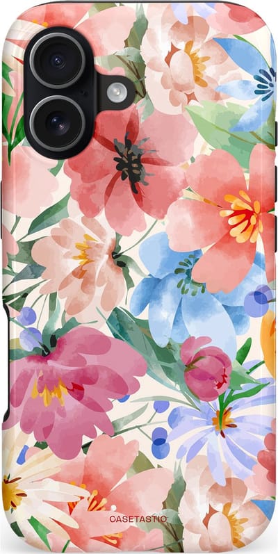 Casetastic hoesje geschikt voor Apple iPhone 17 - MagSafe - Dubbellaagse bescherming - Tuin van tinten - Fashion Case - Perzik Zand Lichtgrijs Koraal