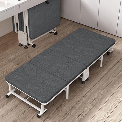 Opklapbed met Matras - Logeerbed Inklapbaar - Ruimtebesparend Slapen - Stabiel Stalen Frame - 70 x 190 cm - Grijs