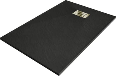 Mexen Hugo rechthoekige douchebak SMC 80 x 70 , zwart, gouden afdekking - 42707080-G