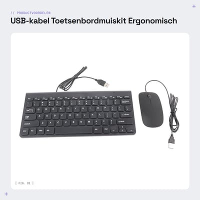 Dailygoods - USB-kabel Toetsenbordmuiskit - Ergonomisch Mini-toetsenbord en Muisset - Ultradun Ontwerp - Zwart en Wit - Geschikt voor Kantoor en Enter...
