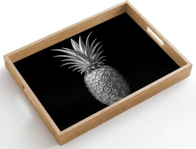 Dienblad hout 50x35 cm - Schootdienblad - Ananas - Gedetailleerd - Bladeren - Borrelplank rechthoek - Plateau dienbladen