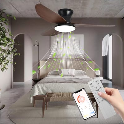 OYLCDI LED Plafondventilator - Stil - Met APP & Afstandsbediening - 6 Snelheden - Lamp en Ventilator Apart Schakelbaar