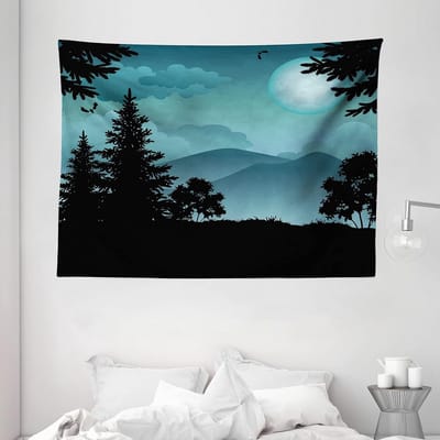 ABAKUHAUS Periwinkle Tapijt, Bats Bos en Bergen, Woonkamer Slaapkamer Stof Zijdezacht Satijn Tapijt, 200 x 150 cm, Anthracite Gray Cadet Blue