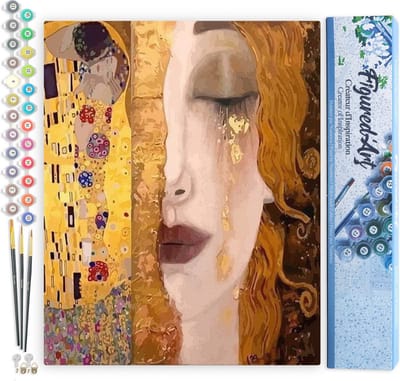 Figured'Art Schilderen op Nummer Volwassenen canvas Gustav Klimt - Handwerk acrylverf Kit DIY Compleet - 40x50cm zonder frame