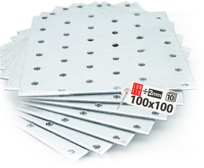 LUN FIX - Flachverbinder 100 x 100 x 2mm - 10 stuks - perforatieplaat - verbindingsplaat - connector - houtverbinder - verzinkt