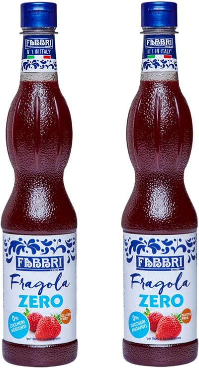 Set van 2 -Fabbri 1905 - Aardbei Zero | Zero toegevoegde suiker en glutenvrij | fles met hersluitbare dop
