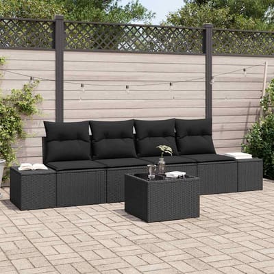 vidaXL Bankstel 5 st Zwart poly rattan