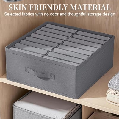 Candala Organizer van stof voor lade, organizer voor kast, commode, opvouwbaar, ondergoed organizer, opvouwbaar, voor truien, jeans, kleding, T-shirts, donkergrijs