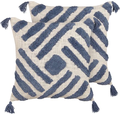 JACARANDA - Sierkussen set van 2 - Lichtbeige - 45 x 45 cm - Katoen