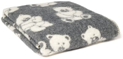 WOOOL Wollen Babydeken - Little BEAR (Grijs) - 130x90 - Ledikant