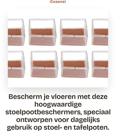 Dailygoods- Stoelpootbeschermers Antislip - 8 Stuks - Vierkante Meubelpoothoes - Siliconen - Vloerbescherming - Slijtvast en Duurzaam