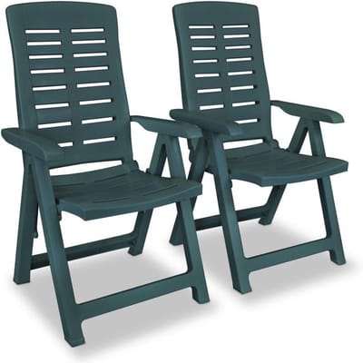 Verstelbare tuinstoelen - Kunststof stoelen - Buiten ontspannen - 4 standen rugleuning - 2 stuks - Groen