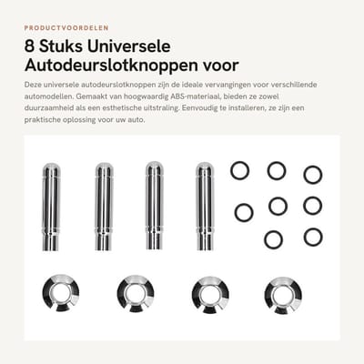 Dailygoods - 8 Stuks Universele Autodeurslotknoppen voor Diverse Modellen