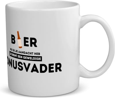 Akyol - bier, nu ik je aandacht heb je bent een geweldige bonusvader koffiemok - theemok - Papa - de beste bonusvader - vader cadeautjes - vaderdag - verjaardagscadeau - verjaardag - cadeau - geschenk - kado - gift - vader artikelen - 350 ML inhoud