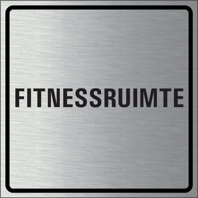 Fitnessruimte bordje, geborsteld aluminium 100 x 100 mm
