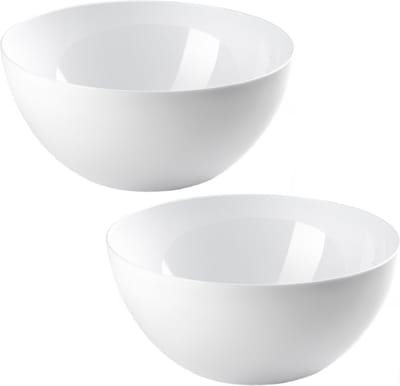 Plasticforte Serveerschaal/saladeschaal - 2x stuks - D28 x H14 cm - kunststof - wit