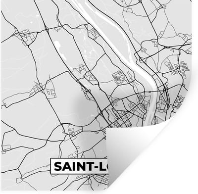Muurstickers - Sticker Folie - Kaart - Stadskaart - Saint-Louis - Plattegrond - Frankrijk - 100x100 cm - Plakfolie - Muurstickers Kinderkamer - Zelfklevend Behang XXL - Zelfklevend behangpapier - Stickerfolie