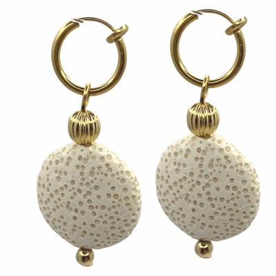 Klem oorbellen-Behati-Lava -creme-Goudkleurig- geen gaatje- Charme Bijoux