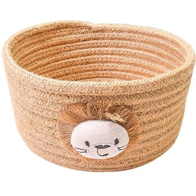 Panier de rangement tissé à la main avec animaux de dessin animé, organisateur de bureau pour jouets, articles divers, boîte de rangement, paniers à linge, boîte de rangement