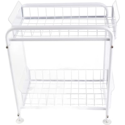 Étagère de meuble sous évier Tiroir coulissant Étagère à épices à plusieurs niveaux Étagère d'évier pour salle de bain Cuisine Grande Small Size White white