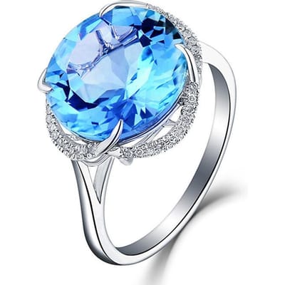 Wosikate Citrien 18K Goud Verguld Ingelegd Amethist Zeeblauw Topaas Ring Voor Vrouwen Koper Mode Sieraden Verlovingsvinger Ring resizable blue