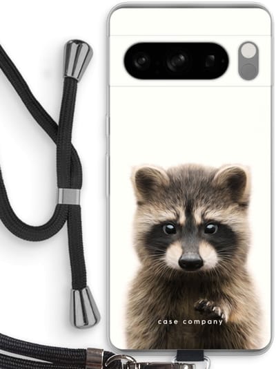 Case Company® - Hoesje met koord geschikt voor Google Pixel 8 Pro hoesje met Koord - Rocco - Telefoonhoesje met Zwart Koord - Bescherming aan alle Kanten en Over de Schermrand