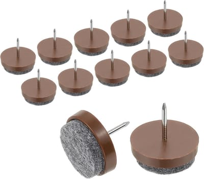 2,2 cm in te schroeven meubel folie pads, 40 stuks, nagel op stoel poot vloer beschermer glide ronde schuif, in te schroeven voor stoel tafel meubels bruin