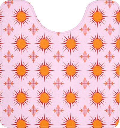 WC mat met uitsparing 55x60 cm - Antislip - Zon - Patroon - Roze - Toiletmat met uitsnijding - Vloermat - Douchemat - Toilet tapijt - Toiletmatten