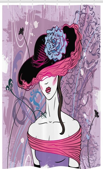 ABAKUHAUS Douchegordijn – 120x180 cm – Roze/Paarse grafische print, Wasbaar