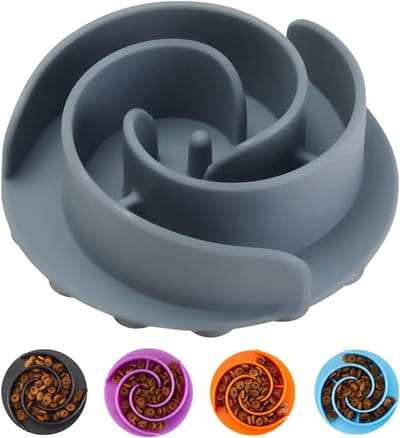 Hondenvoerbak Inzet - Slow Feeder - Gezond Eten - Zachte Siliconen - 8.9 x 8.9 x 3.1 cm - Grijs