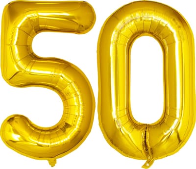Folie Ballon Cijfer 50 Jaar Goud Abraham Verjaardag Versiering Helium Ballonnen Sarah Versiering Met Rietje - 86Cm