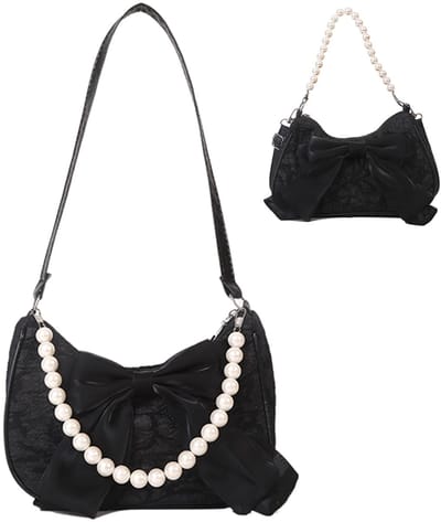 LAUZY- Schoudertas Compact - Vintage Schoudertas - Dames Schoudertas - Zijden Tas - Beaded Tas - 25.5 x 15.5 x 8 cm - Handtas
