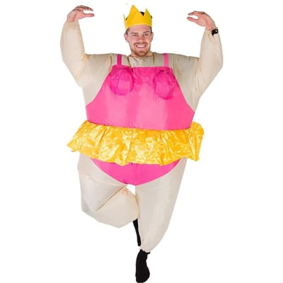 Dansende man in balletkostuum, opblaaskostuum 150-190cm16.28 rozerode kleur